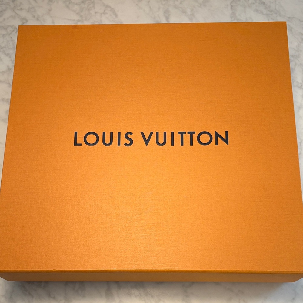 Louis Vuitton Signature Orange Box with Elegant Royal Blue Ribbon